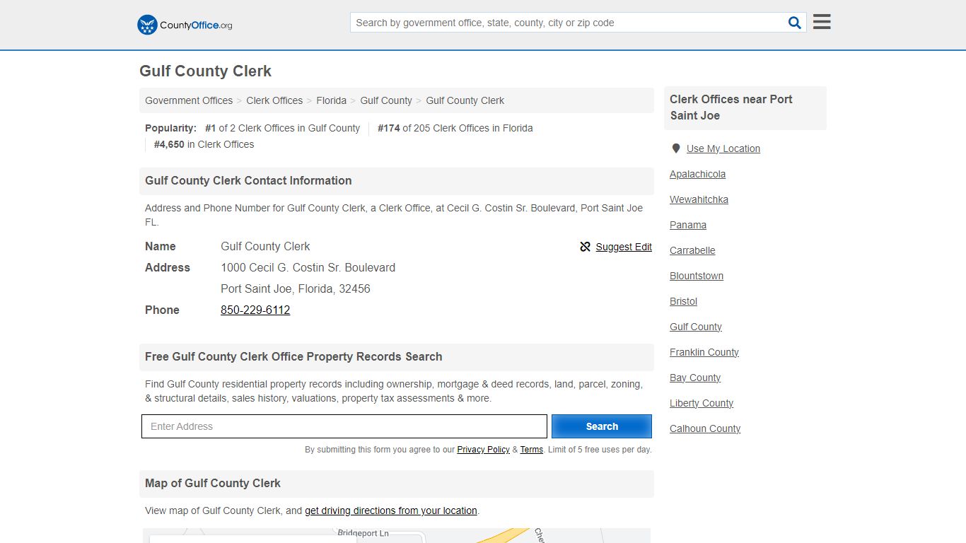 Gulf County Clerk - Port Saint Joe, FL (Address and Phone)